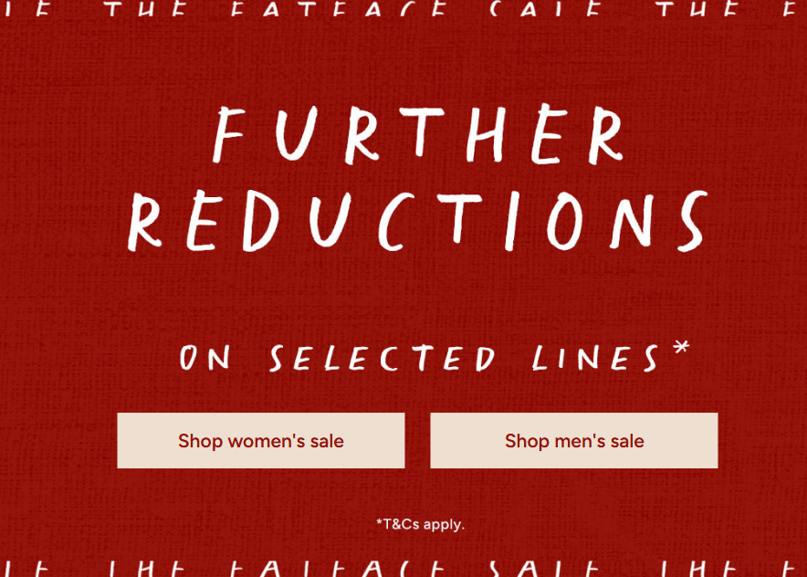 Further Reductions to the Up to 50% Sale on Mens and Womens Fashion (Free Store Delivery)