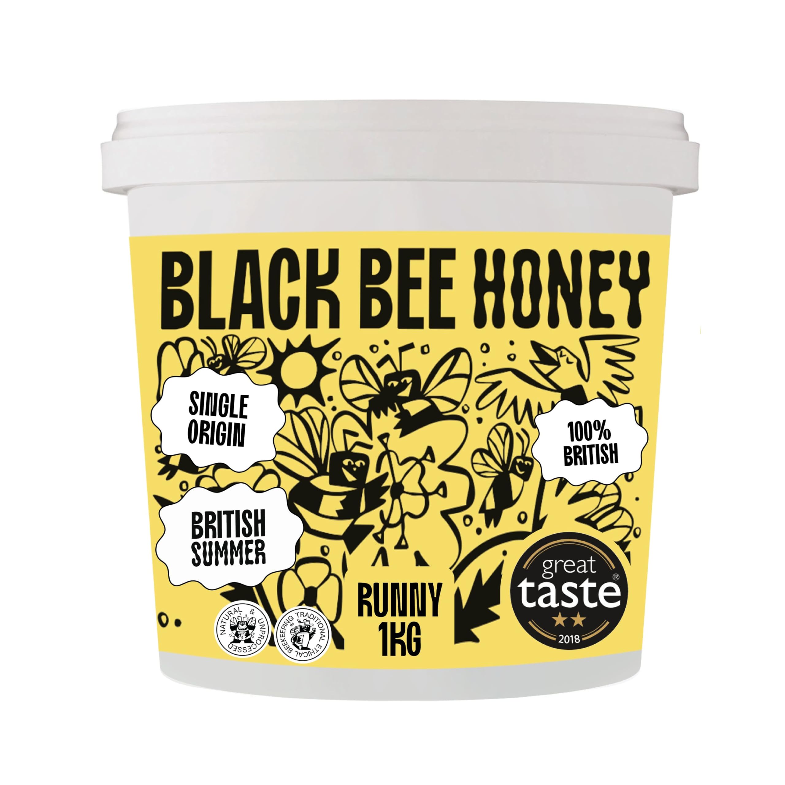 Black Bee Honey - Pure British Summer Honey, Runny with a Rich Heady Floral Flavour, Unprocessed, Single Source fS& Save £16.62