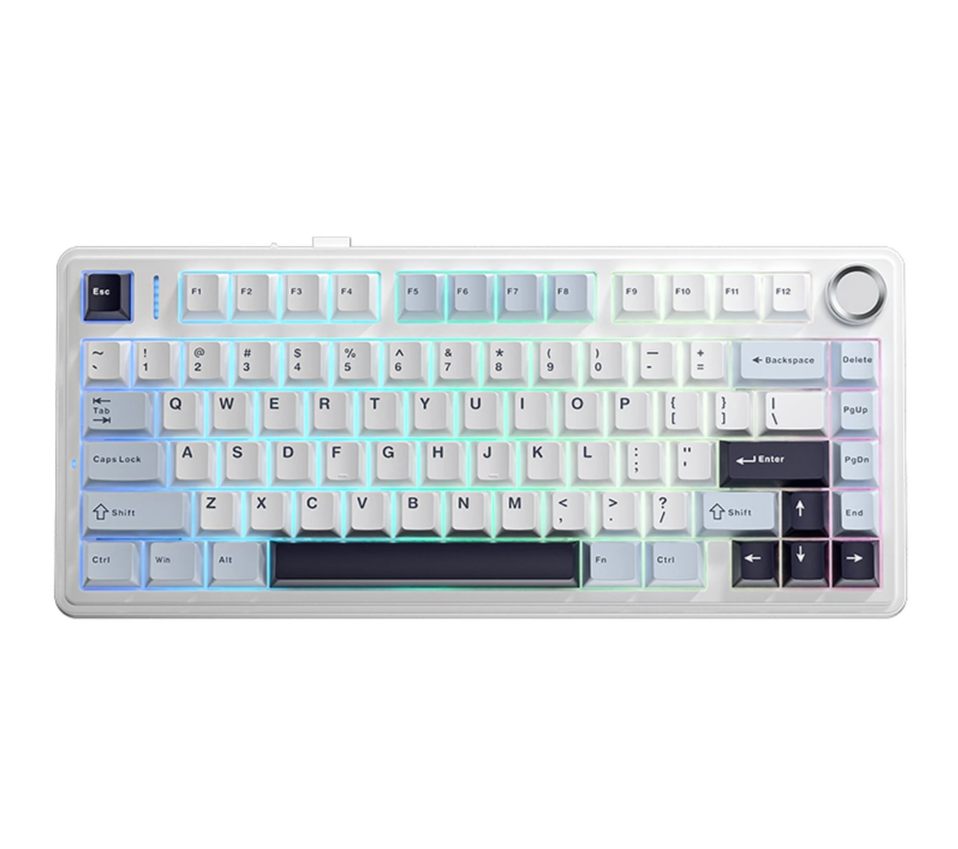 AULA F75 75% Mechanical Wireless Keyboard, QWERTY US layout, Tri-Mode(Wired/Bluetooth/2.4G) - Glacier Blue/Reaper Switch - w/Coupon