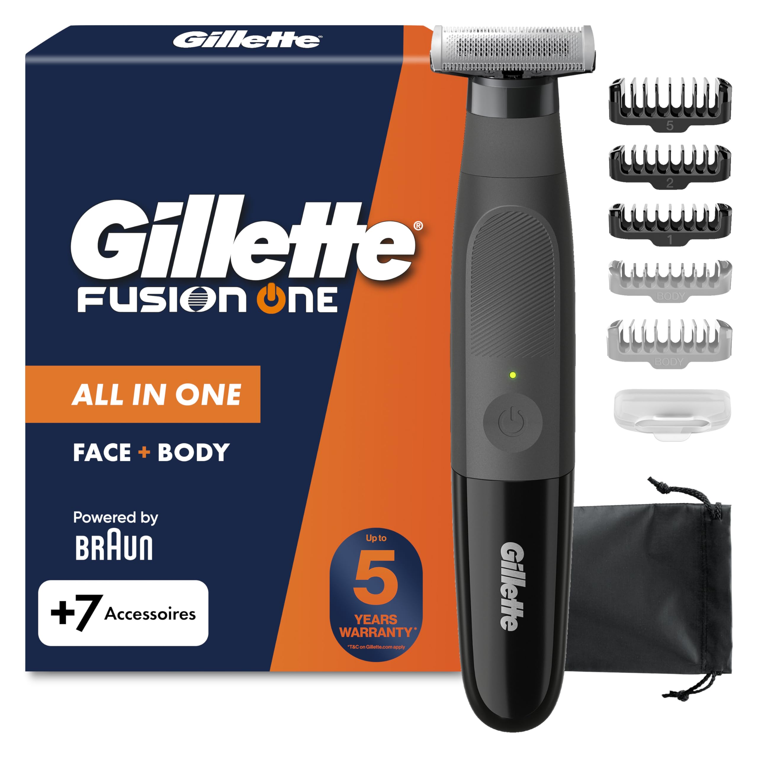 Gillette Fusion One Face and Body Electric Beard Trimmer Men with One Blade