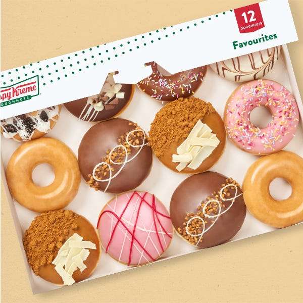 Any 12 Krispy Kremes, online (free pickup) or in-store (quote phrase, see OP) + any in-store spend to win OG / any donut / any dozen