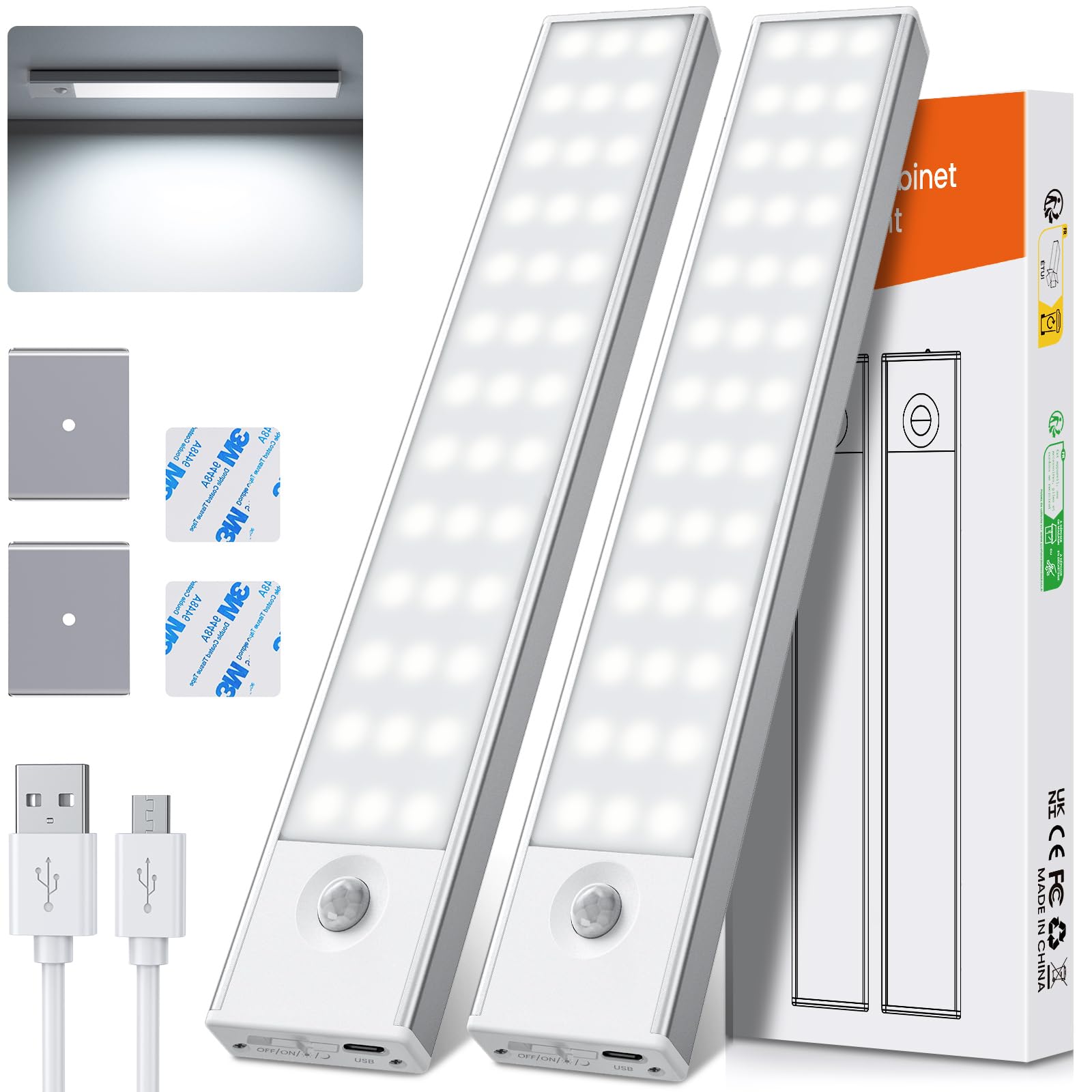 Under Cabinet Kitchen Lights, 2PCs 78LED Cupboard Light 6500K Sold by FHY20 / FBA