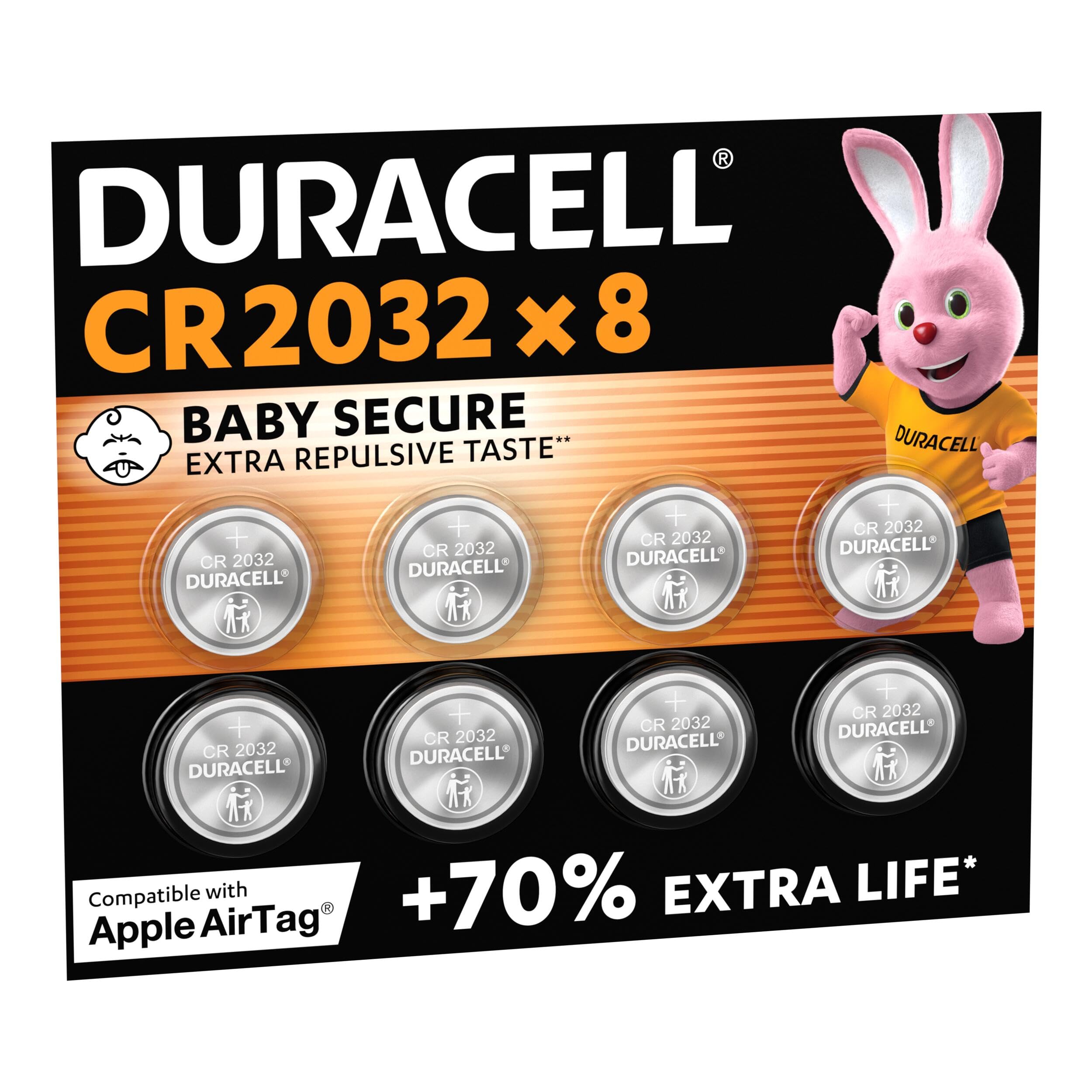 DURACELL 2032 Lithium Coin Batteries (8 Pack) 3V, CR2032 ( £6.79 - £7.58 with s&s) Up to 70% Extra Life