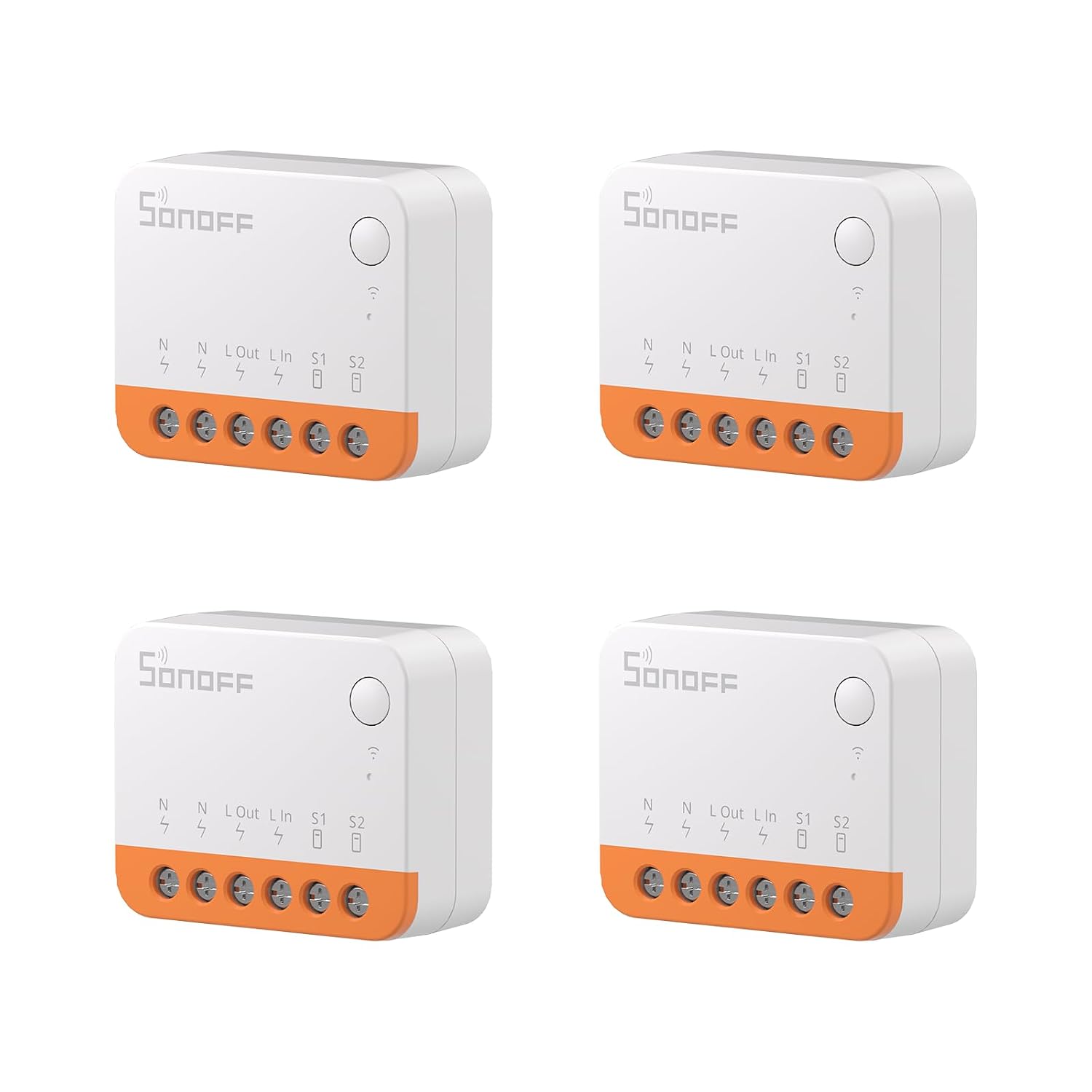 SONOFF Smart Switch, MINIR4 Wi-Fi Smart Switch, 10A 2400W, Zero and Fire Wires, Works With Amazon Alexa And Google Home Assistant (4 PCS)