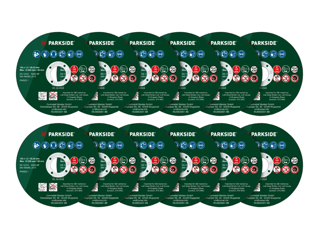 PARKSIDE 125mm Cutting Disc Set - 12 Pieces