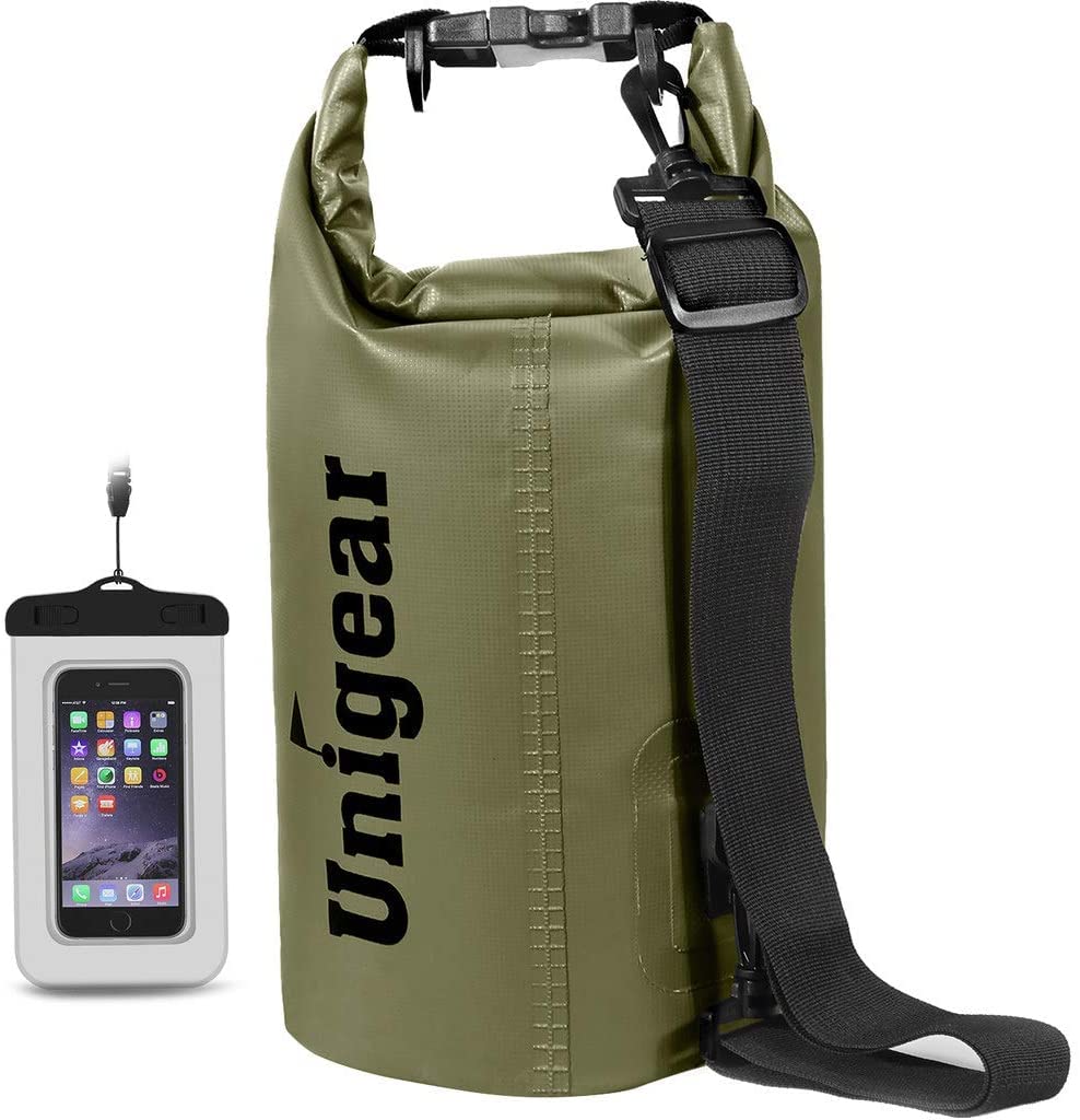 Unigear Waterproof Dry Bag 2L w/ Phone Pouch for Swimming | Roll-top Waterproof, Green - Sold & Shipped by Never Accept Just Average Shop