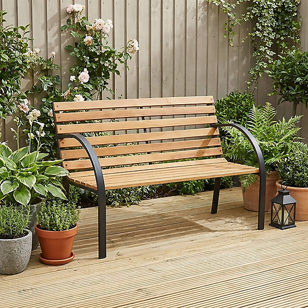 Garden Vida 2 Seater 120cm Wide Slatted Traditional Garden Outdoor Bench
