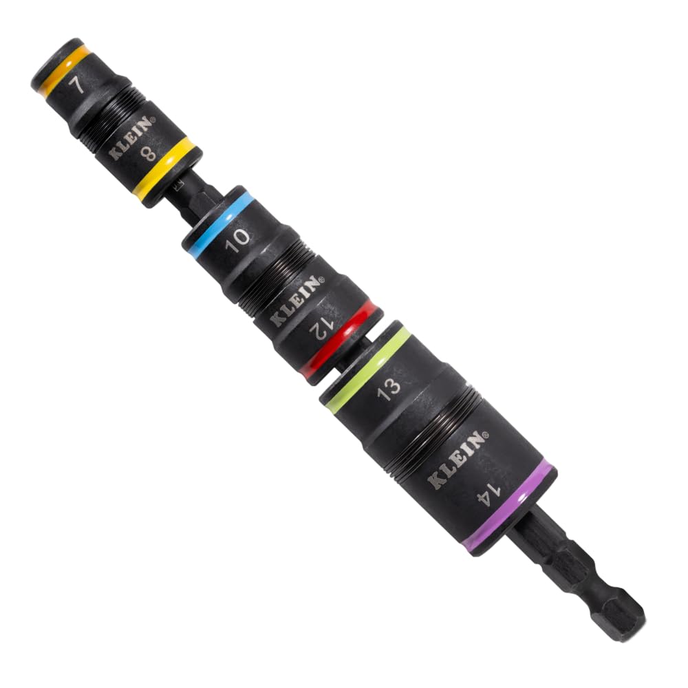 Klein Tools 32933M 6-in-1 Impact Socket Set Features 3 Flip Sockets, 6 Metric Hex Sizes 7 mm to 14 mm, Magnetic