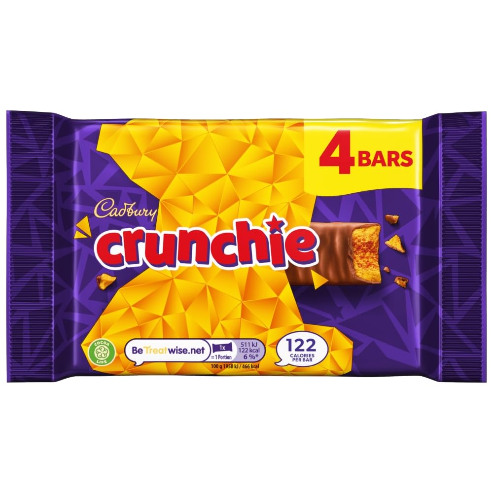 Cadbury Crunchie Chocolate Bar, 26.1g x 4 (£1.04 S&S)
