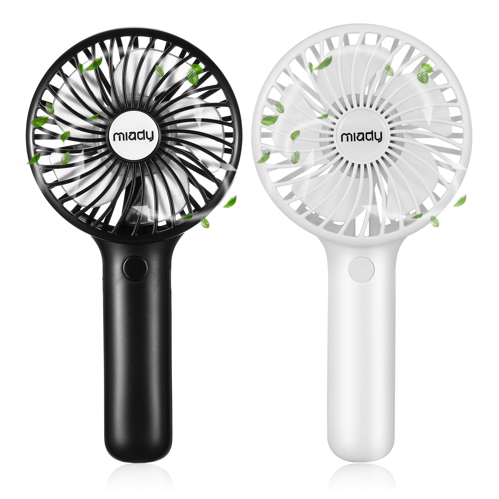 Miady 2 Pack 5000mAh Portable Handheld Fans, USB-C Rechargeable, 3 Speeds, 7-20H Runtime, for Home, Office & Travel, Sold by Golden_Age FBA