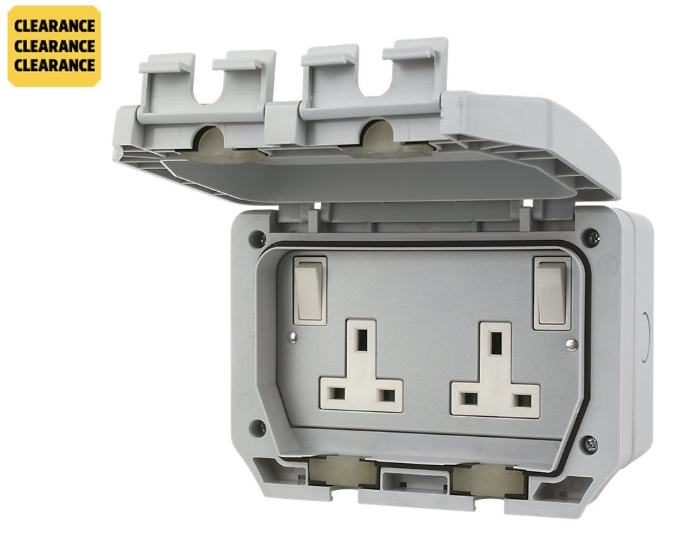 LAP IP66 13A 2-GANG DP Weatherproof Outdoor Switched Socket - Free C&C Select Stores