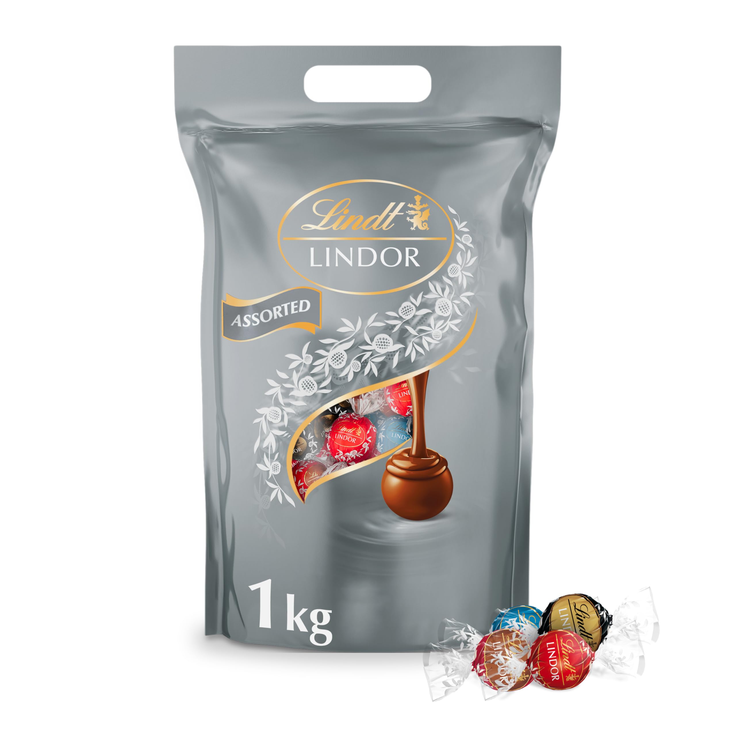 Lindt Lindor Silver Assorted Chocolate Truffles 1kg Bag (Approx 80 Balls) / Gold Assorted / Milk Choc / Caramel (£19.55 - £21.85 W/S&S)