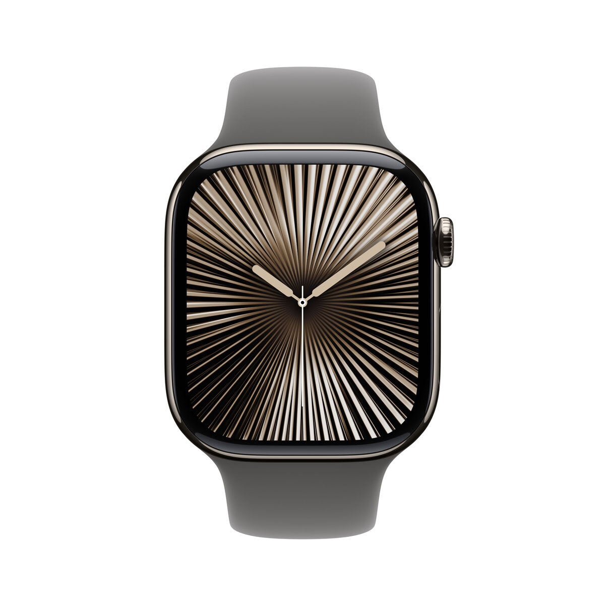 Apple Watch Series 10 GPS + Cellular, 46mm Natural Titanium Case with Stone Grey Sports Band M/L