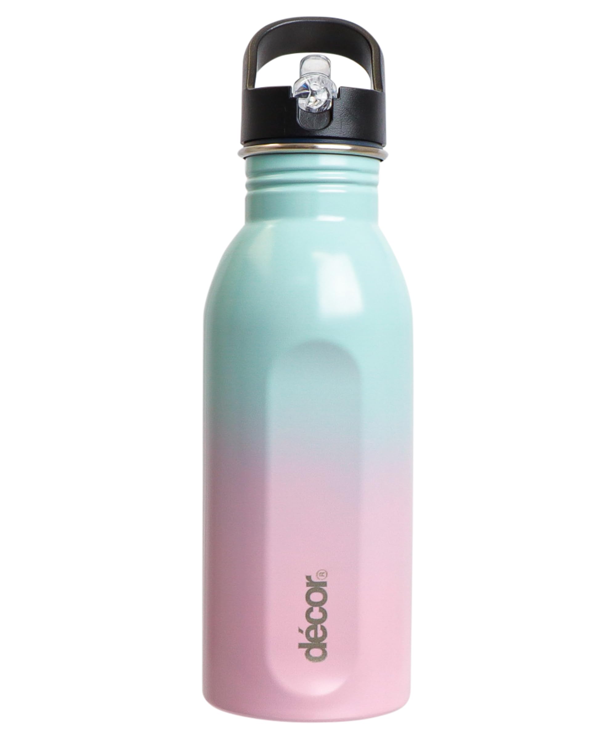 Décor Snap n Seal 500ml Stainless Steel Water Bottle with Straw (£3.40 S&S)