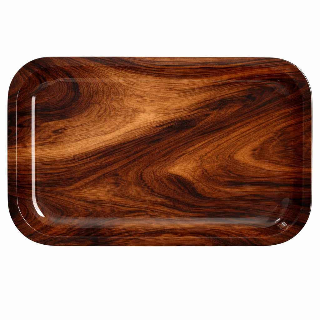 Large Wood Effect Metal Rolling Tray 27 x 18 cm - Sold by The Crease Preventers / FBA