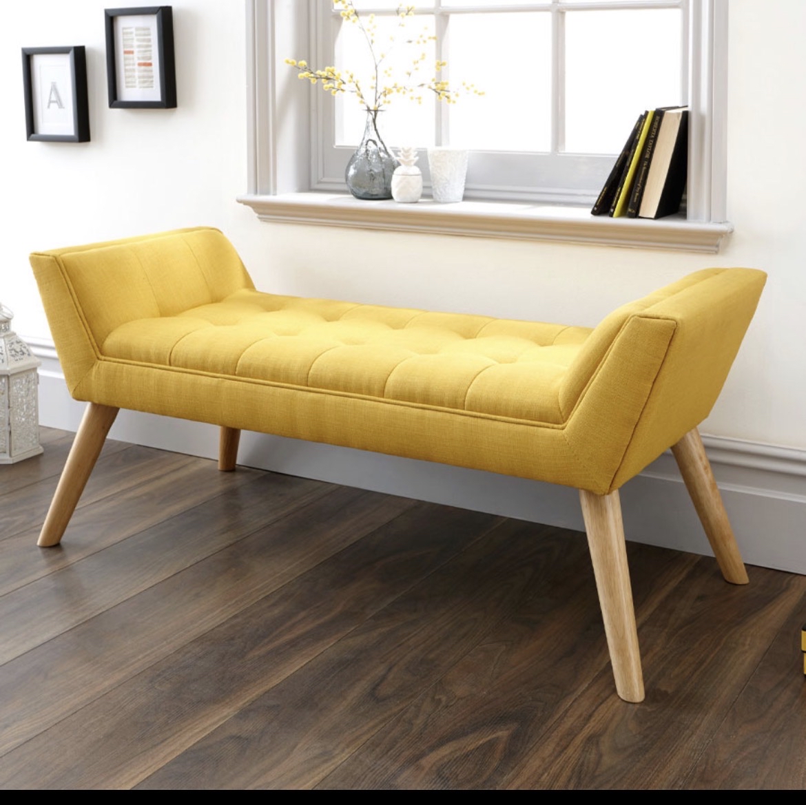 Yellow Upholstered Bench | Mustard | Clearance @ Oakworld