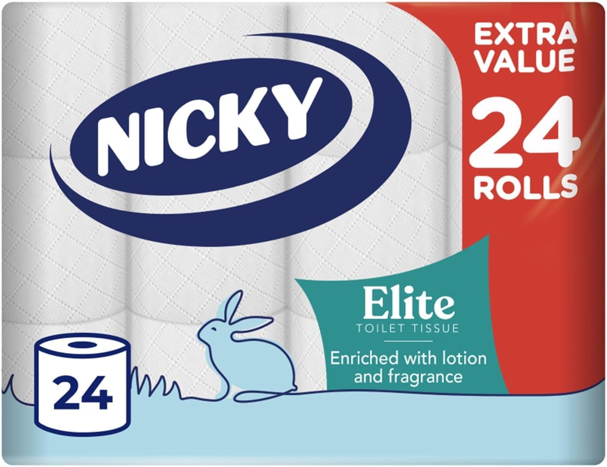 Nicky Elite, 24 Rolls of Toilet Tissue, 3-Ply (£6.83 / £6.11 with S&S)