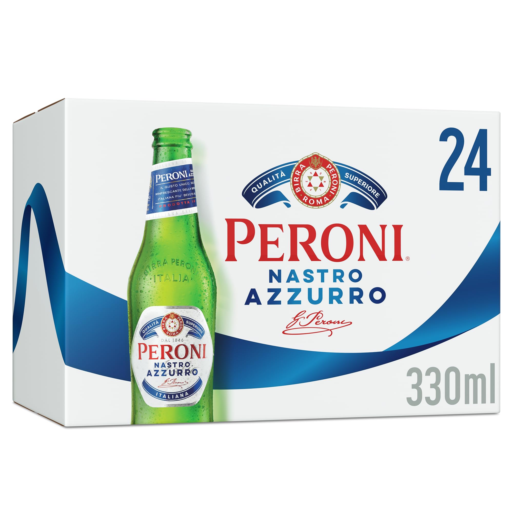 Peroni Nastro Azzurro Italian Lager, 24 x 330ml, 5% ABV, Brewed in Italy - at Checkout £17.4-£16.10 Max S&S
