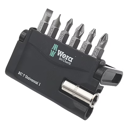 Wera Bit-Check 7 Universal 1 1/4" Hex Shank Mixed Bit Set 7 Pieces (175TX) (Free C&C)