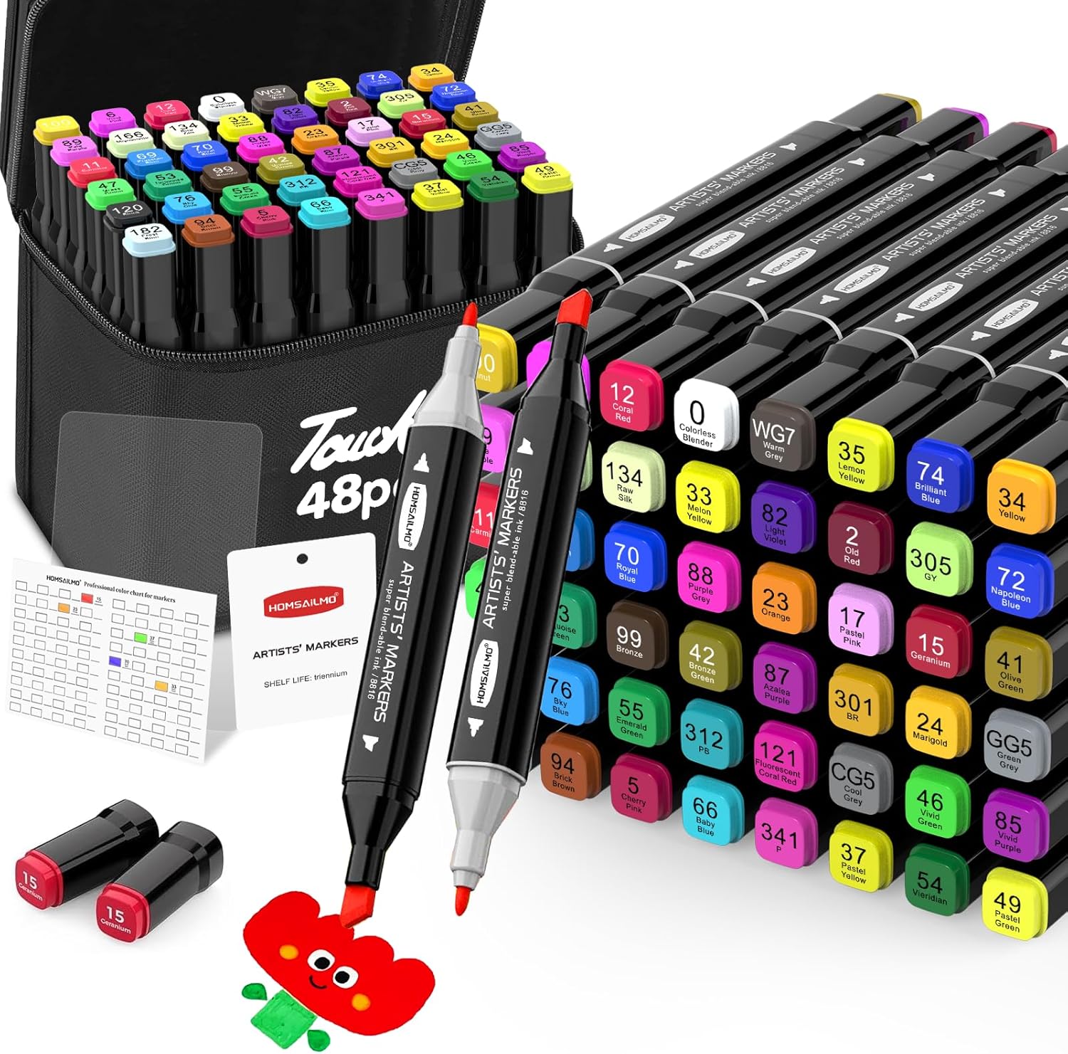 HOMESILMO 48 Color Alcohol Pen Set @ JUNFEI store / FBA