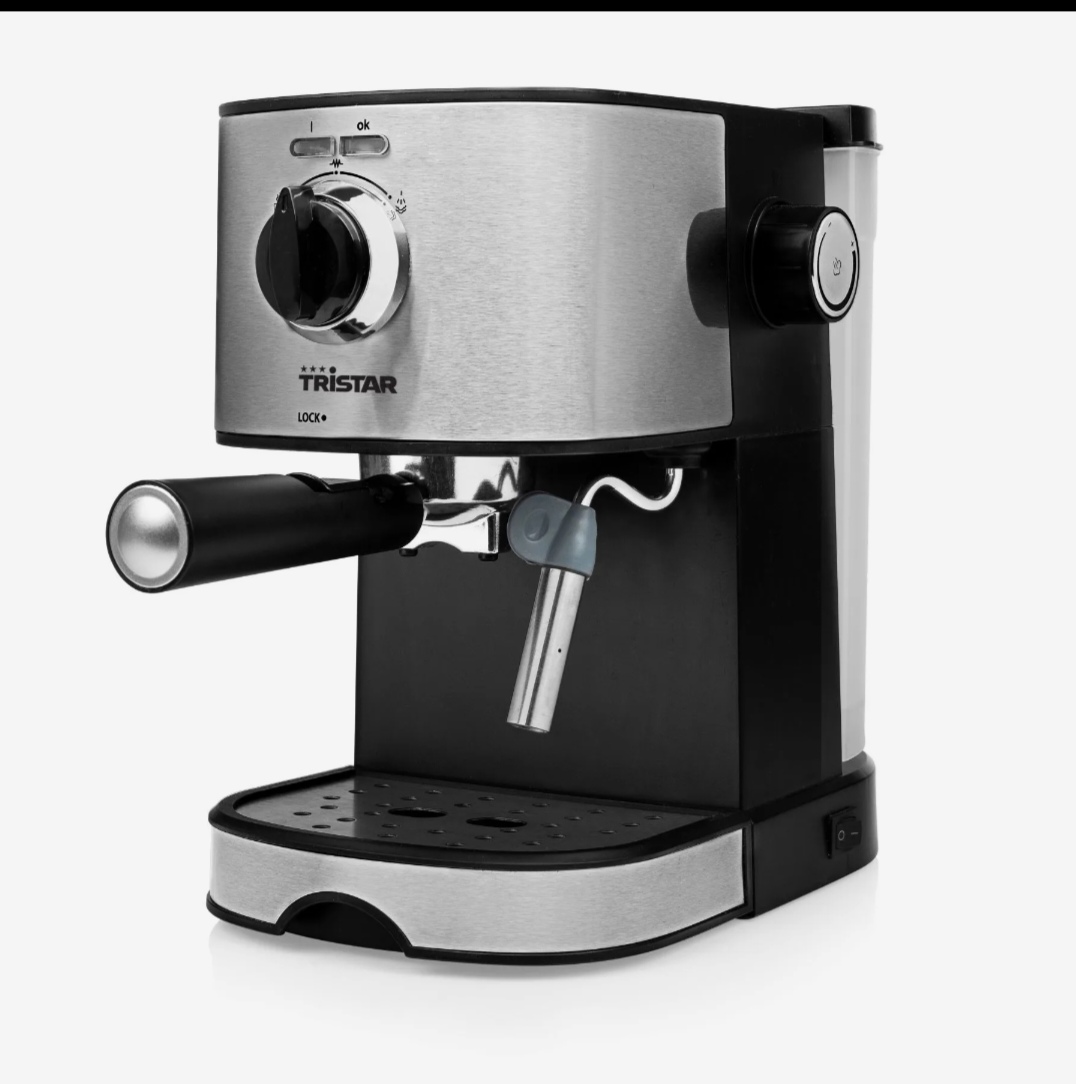 Tristar Pump Espresso Machine with Milk Frother, 2 Cups, 15 Bar, Compact | Silver & Black (Limited Stock)