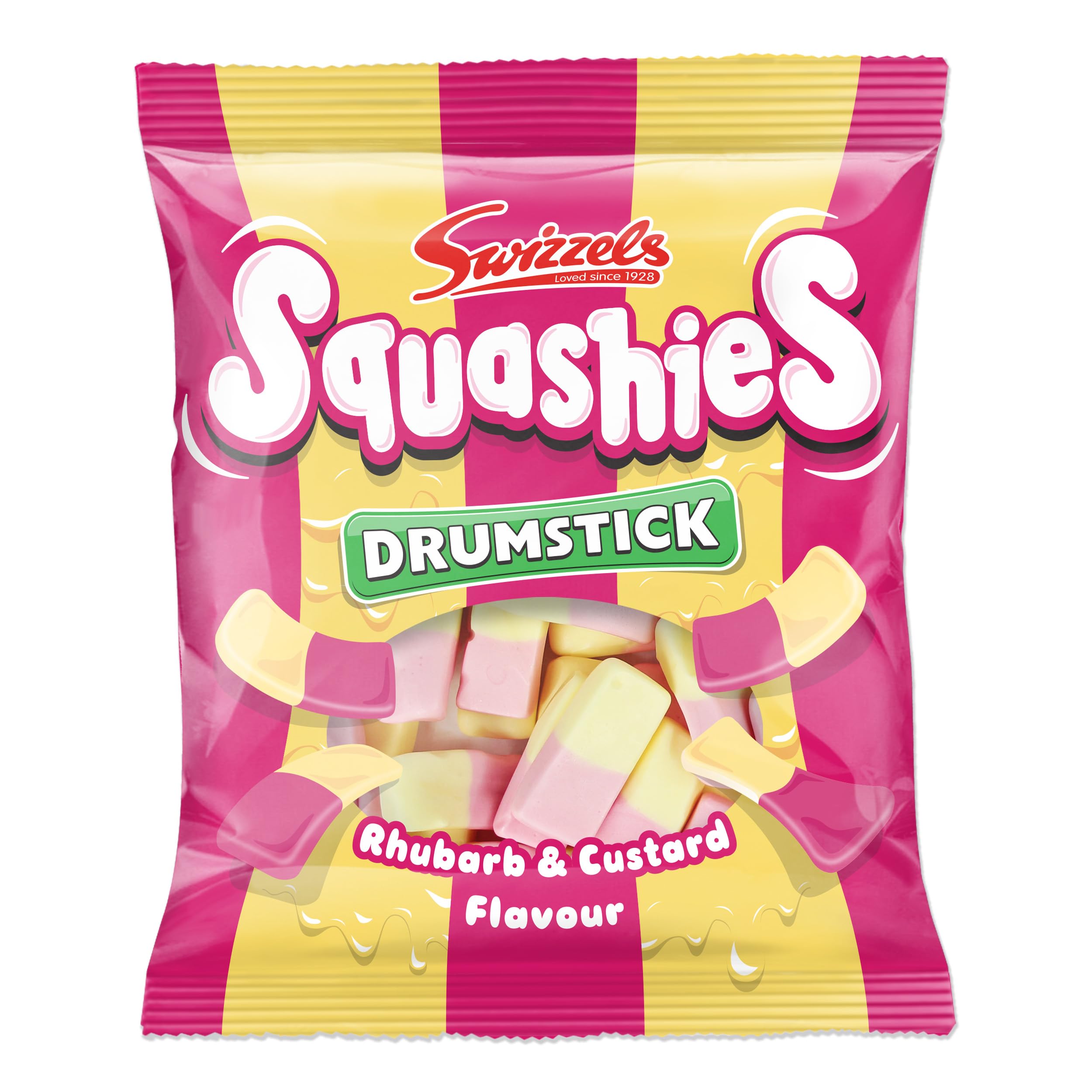 Swizzels Squashies Sweets, Rhubarb and Custard Flavour Squashies 140g - 64p / 60p S&S