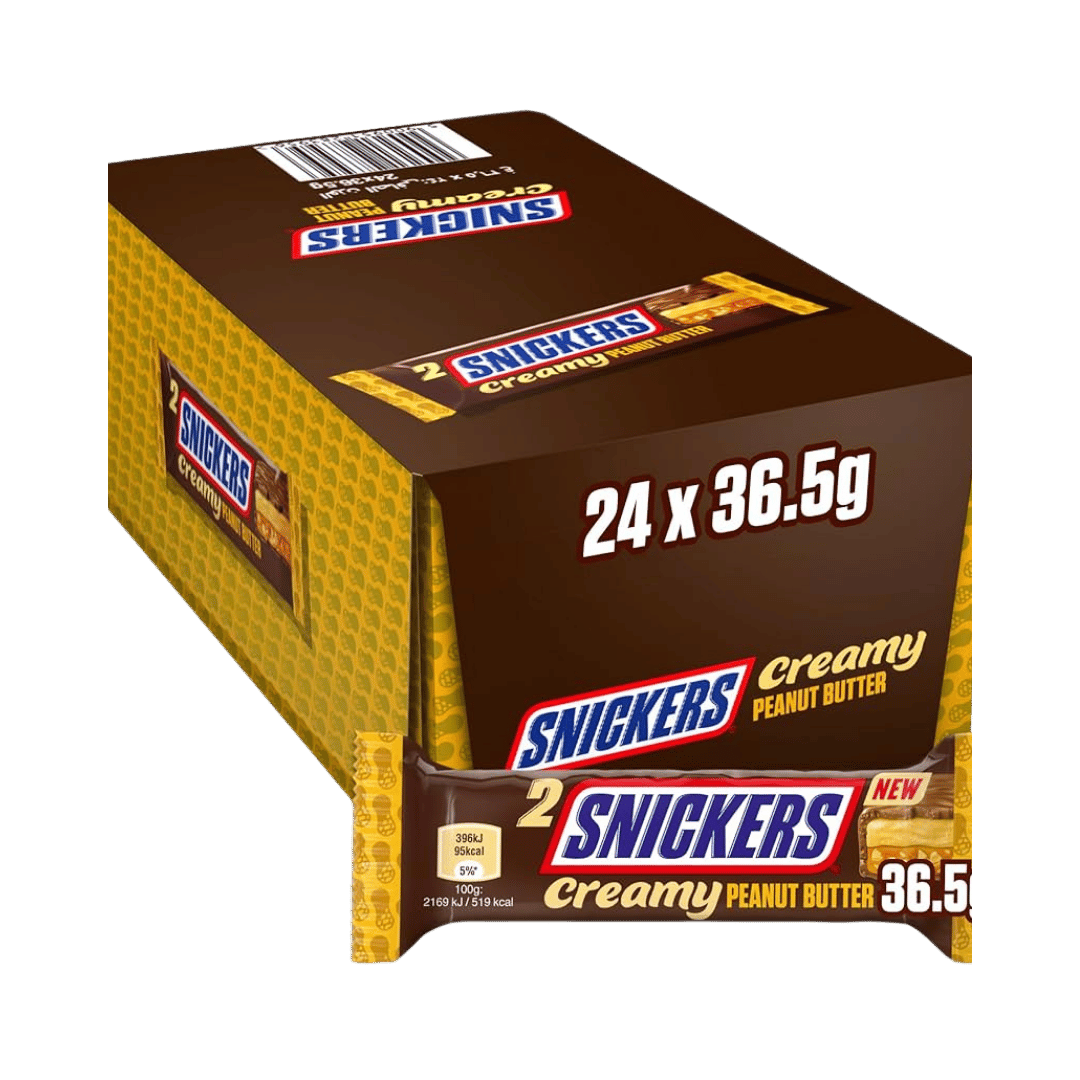 Snickers Creamy Peanut Butter Bars 24 x 36g (BBE 30/08/2026)