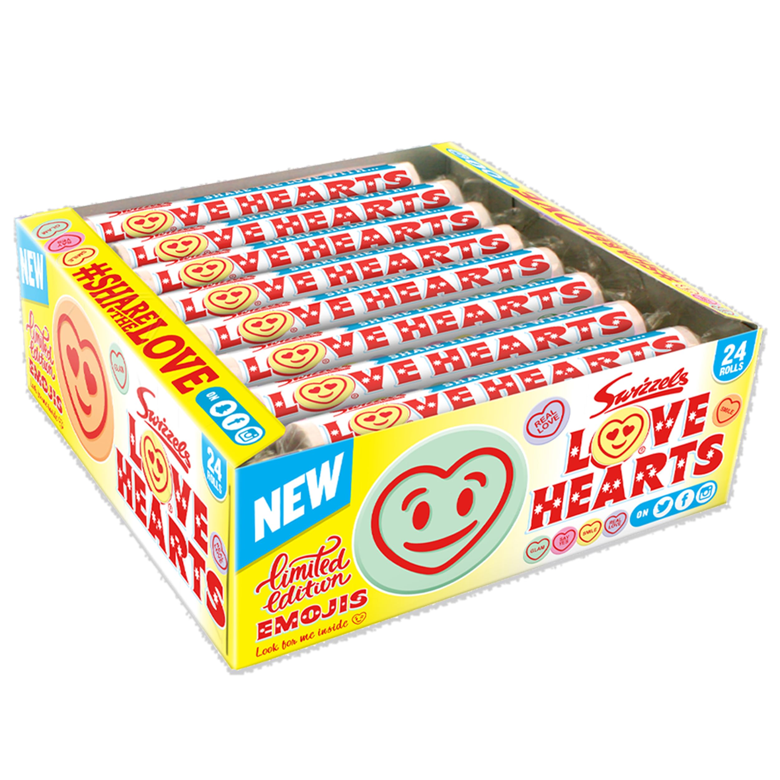 Swizzels Giant Love Hearts Sweets in Bulk, 24 Pack - 340g, Vegan Friendly - S&S £6.26