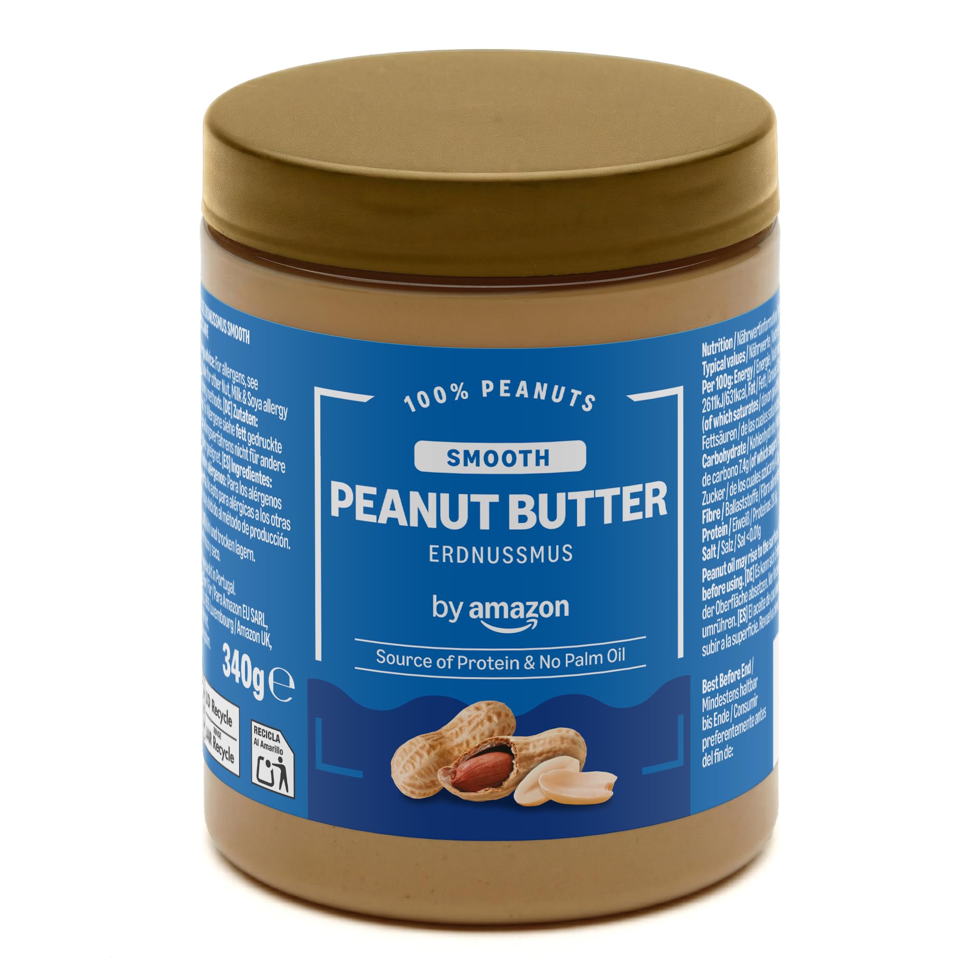 Amazon 100% Peanut Butter, 340g Smooth