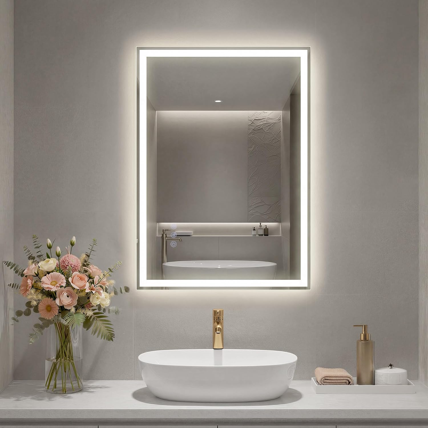 Songmics 50.7 x 70.7 cm Anti-Fog Bathroom Mirror with Adjustable LED Lights W/Voucher
