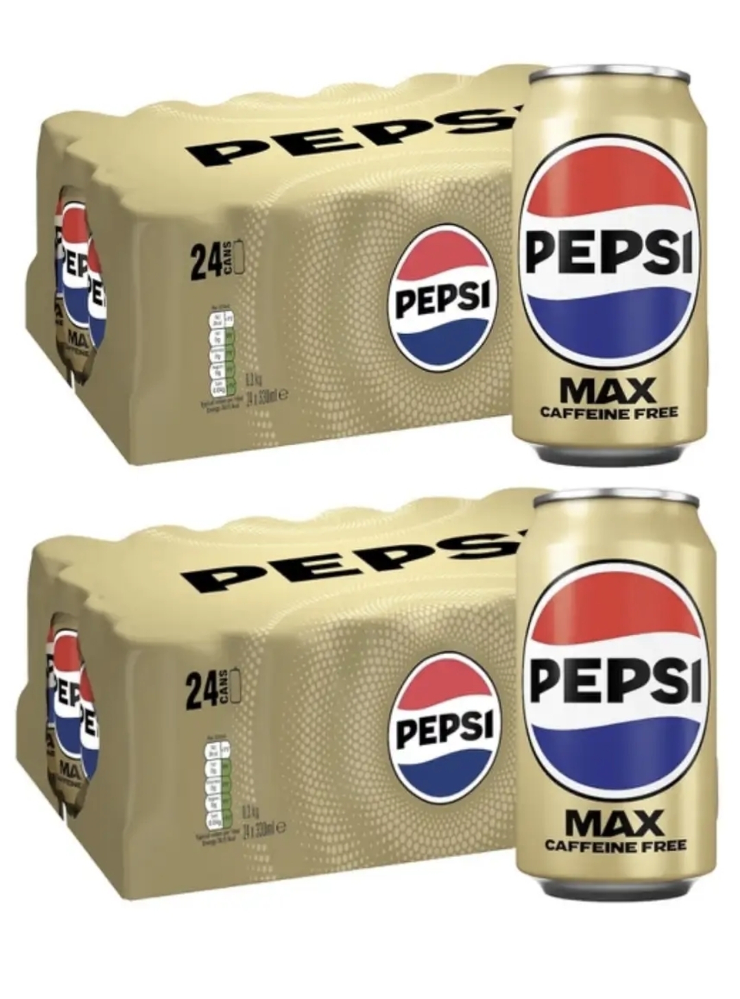 2 x Pepsi Max No Caffeine 330ml Can (Pack of 24) - Discount at Checkout (£12.45 - 14.05 with S&S)