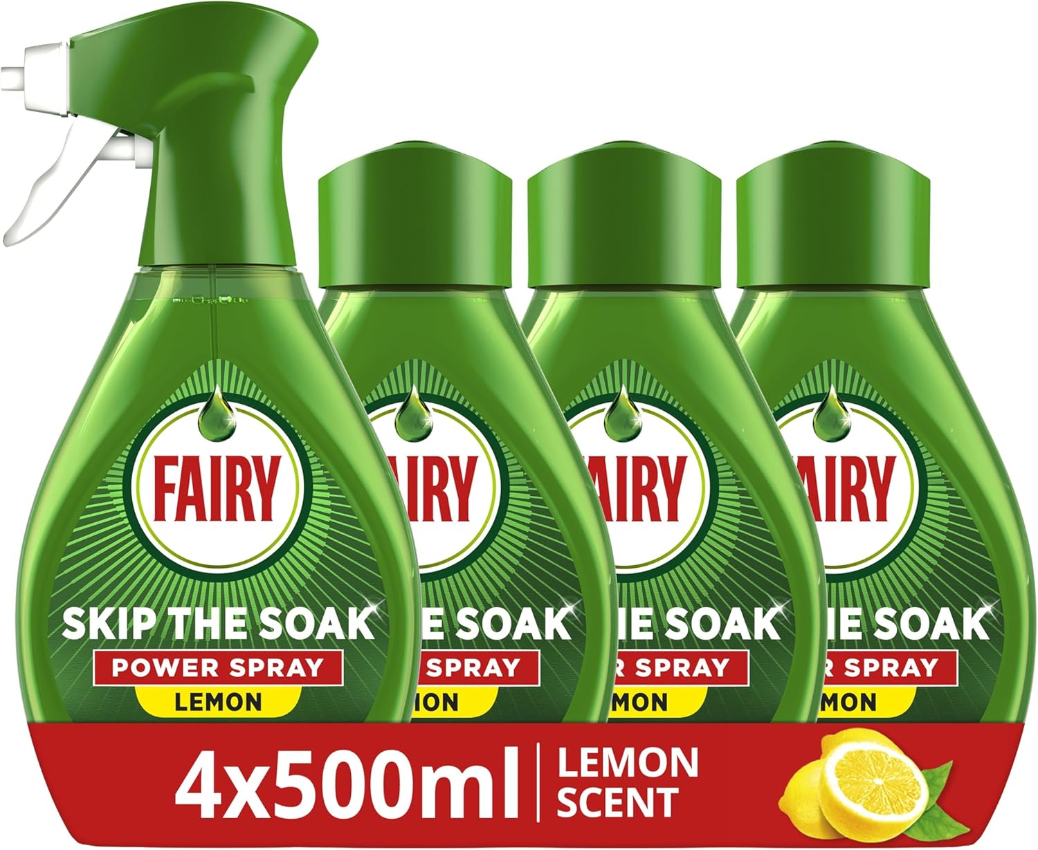 Fairy Skip the Soak Dish Power Spray Cleaner Lemon Kit 1 Trigger + 4 x 500ML Refill