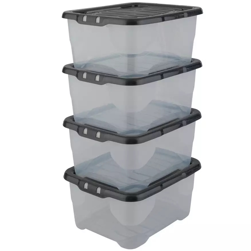 Strata Curve Storage Boxes with Lid Clear | 4 x 10L / 2 x 30L - £9 / 3 x 24L / 1 x 100L - £9.33 - Free C&C