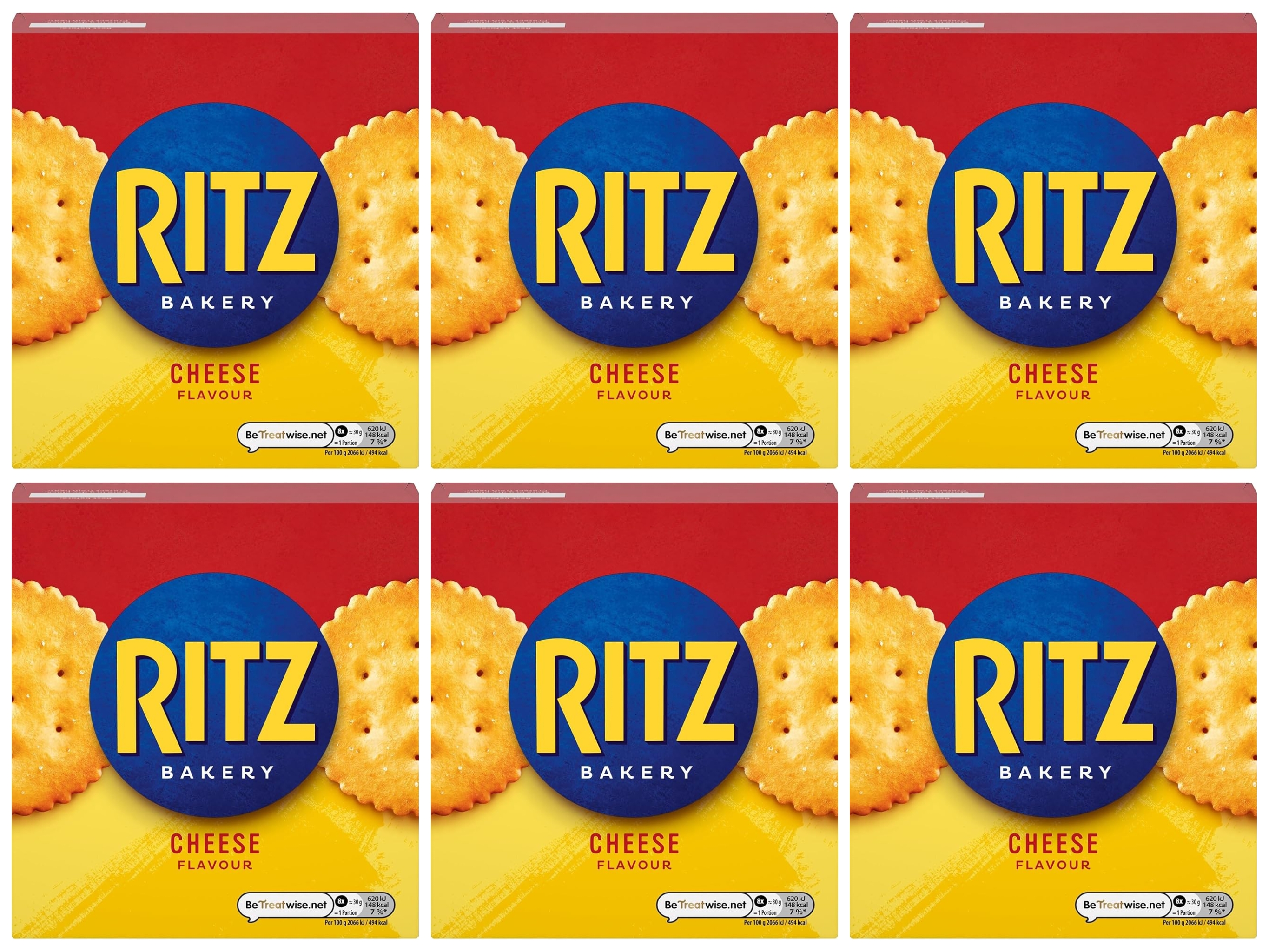 6 x Ritz Cheese Flavoured Crackers, Classic Savoury Snack 140g (£3.40 / £2.80 with S&S)