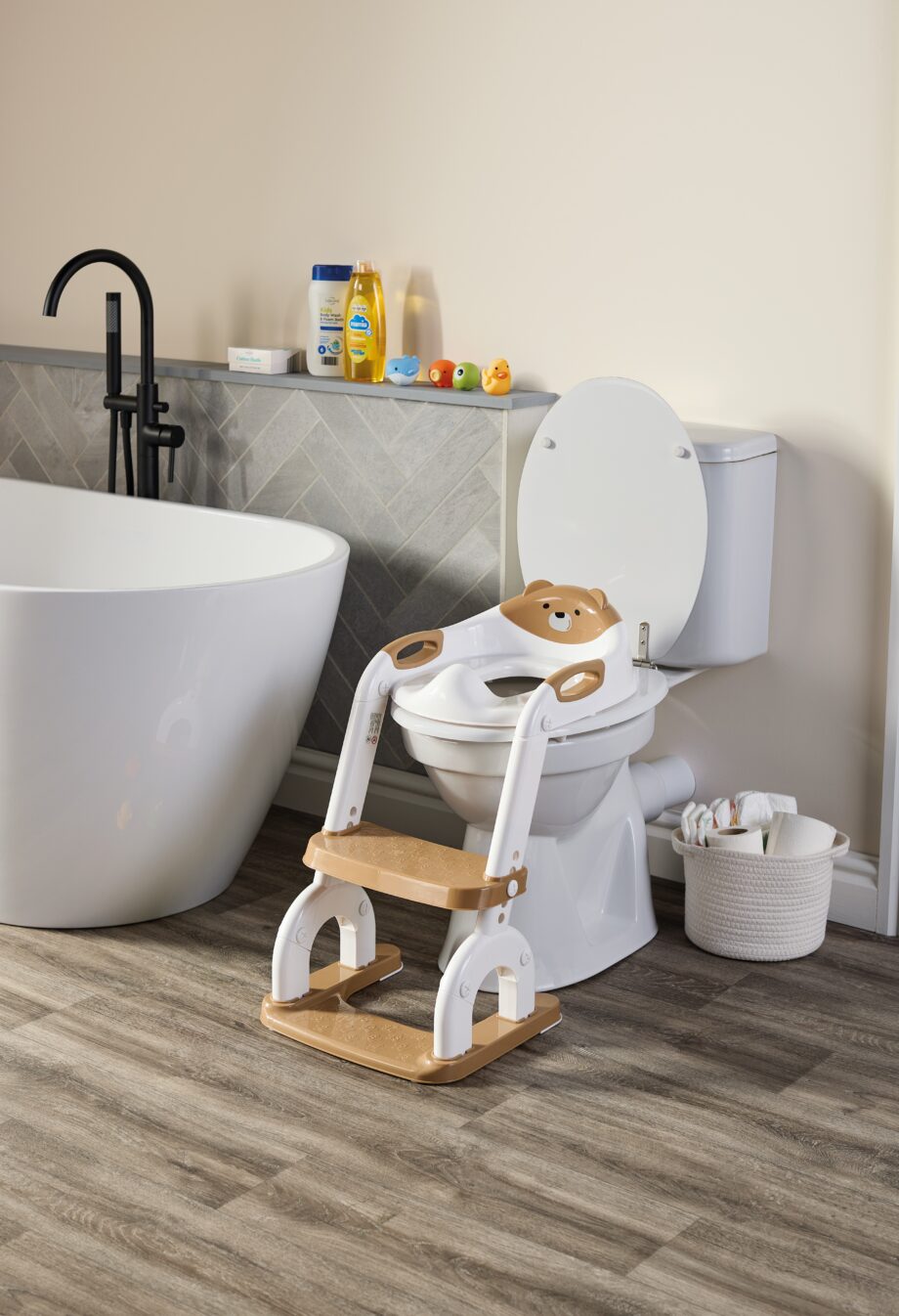 Kids Toilet Trainer, Adjustable, With A Built-in Step Stool & Splash Guard