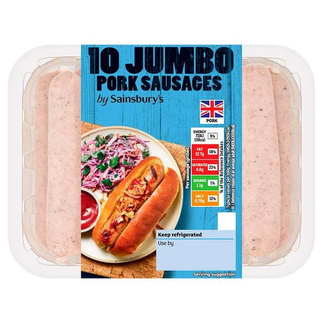 Sainsbury's Jumbo Pork Sausages x10 800g - Nectar price