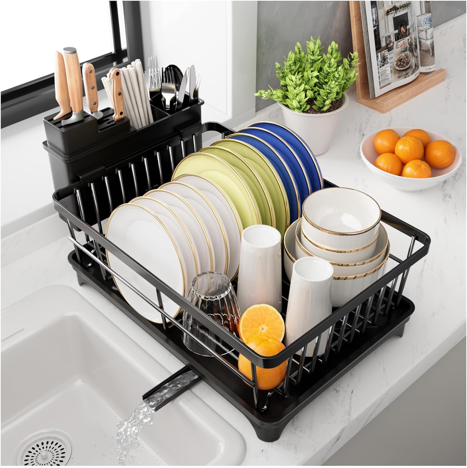 PurKeep Dish Drainer Rack, Space-Saving Kitchen Draining Rack - Sold by Bricez / FBA