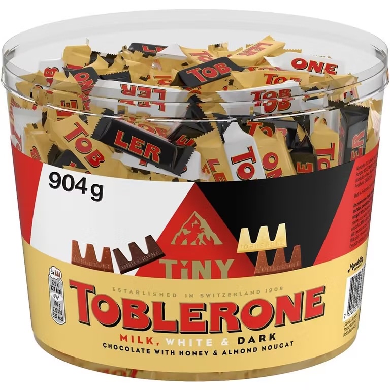 Toblerone Extra Large Tub, Assorted Milk, White & Dark Chocolate, 904g Individually Wrapped Tiny Toblerones - £13.11 / £11.73 S&S