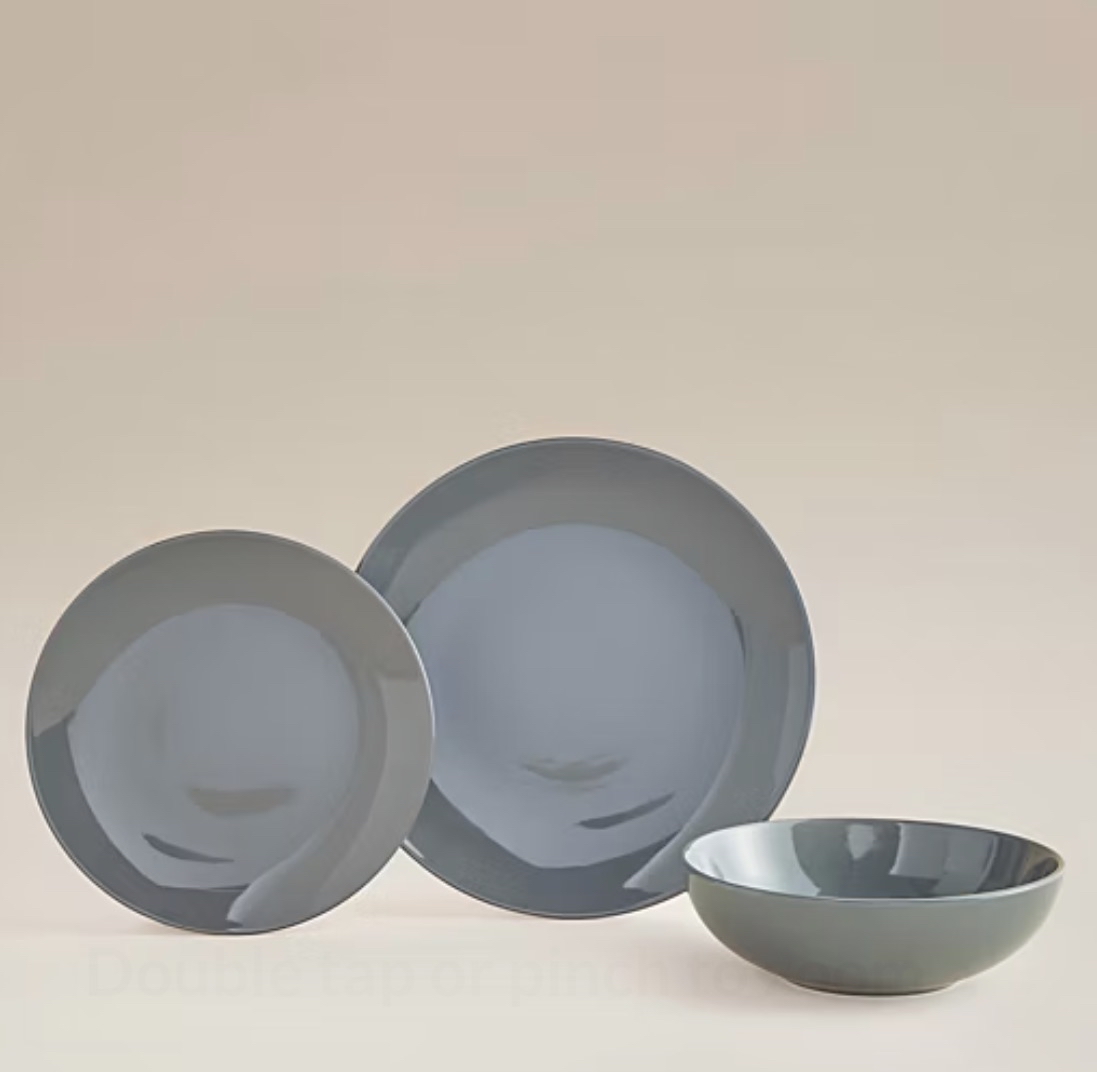Grey Porcelain Dinner Set - 12 Pieces - Free C&C