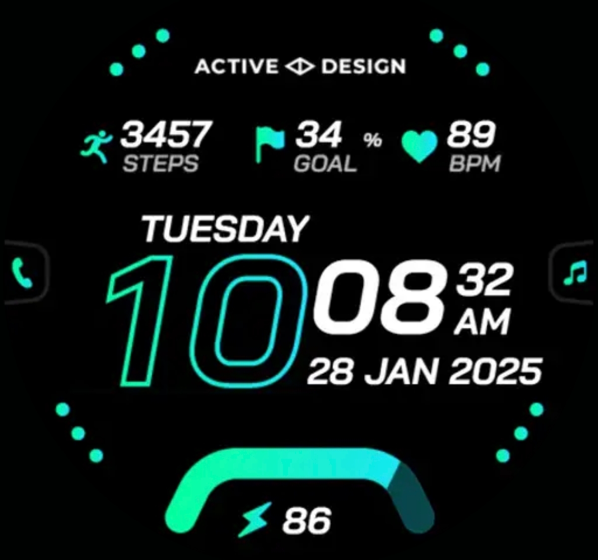 Rush: Digital Watch Face App by Active Design Watch Face