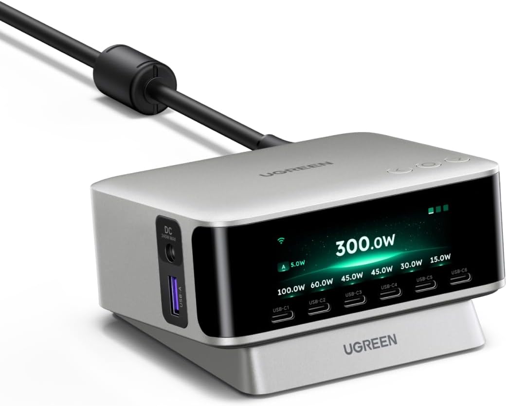 UGREEN Nexode Pro Smart Display Desktop Charger (300W, 8-Port, GaN, 5 Charging Modes) With voucher