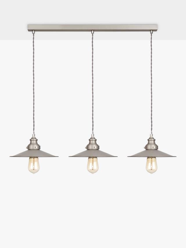 John Lewis Tobias 3 Light Over Diner Bar Ceiling Light, Silver