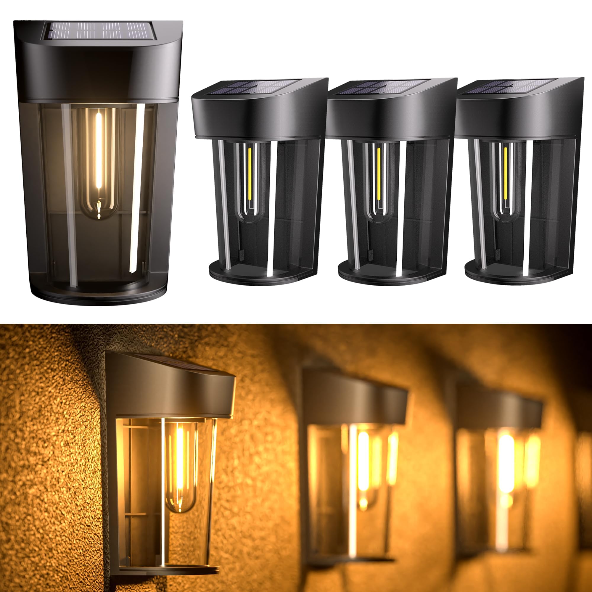Quntis Solar Fence Lights 4 Pack, Auto On/Off, Warm White - voucher - Sold by Fortune Source FBA