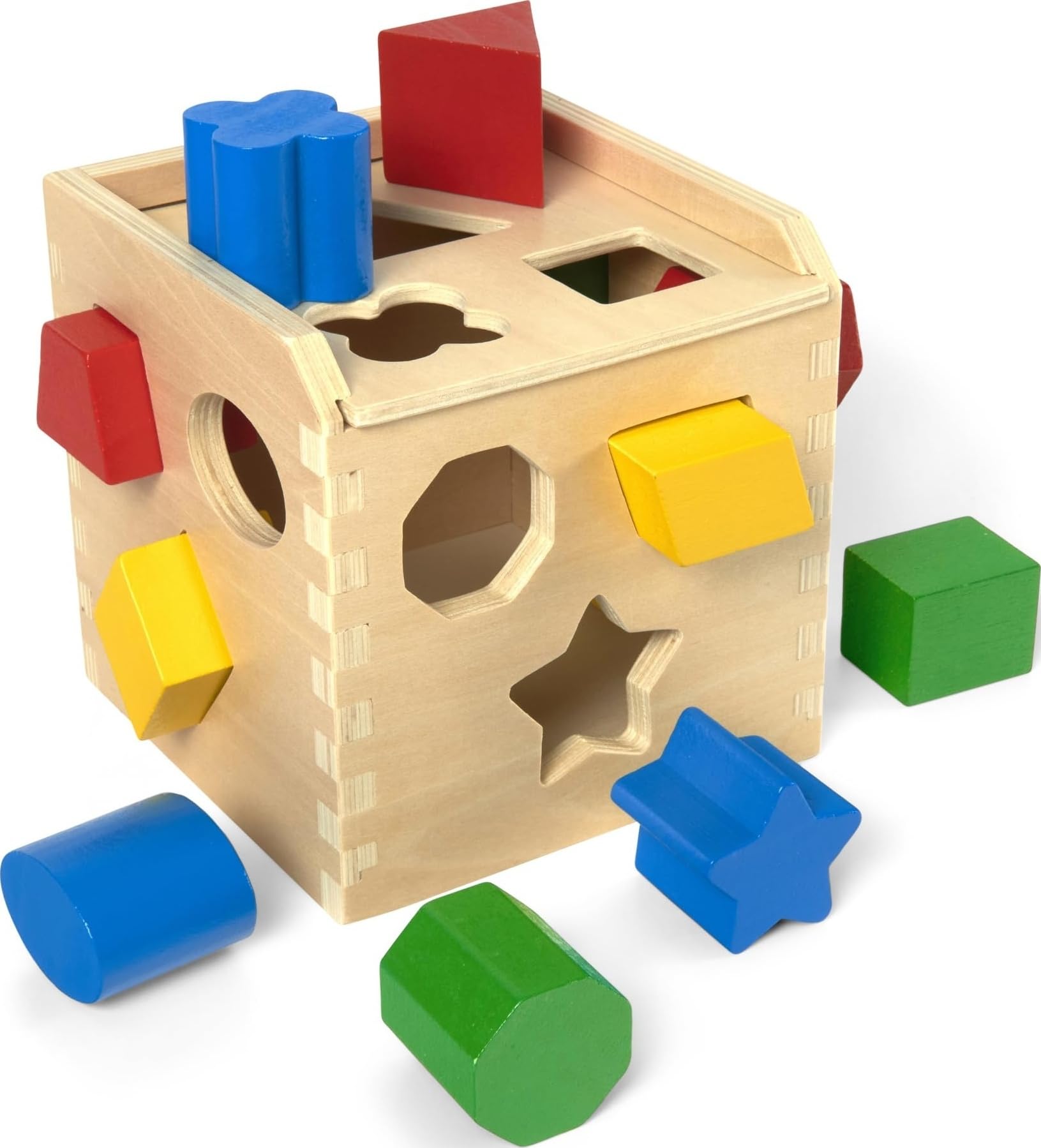 Melissa & Doug Shape Sorting Cube Classic Wooden Kids Toy - The Original (Sturdy Wooden Construction, 12 Pieces)