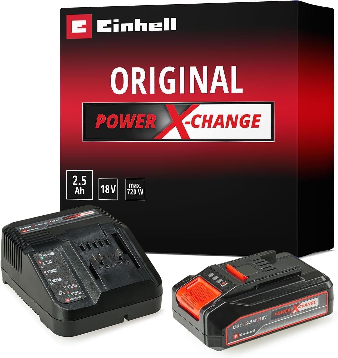 Einhell 18V 2.5Ah Lithium-Ion Battery and Charger Set | PXC Battery Starter Kit - (4.0 Ah PXC £34.55) - Sold By Einhell Direct/FBA
