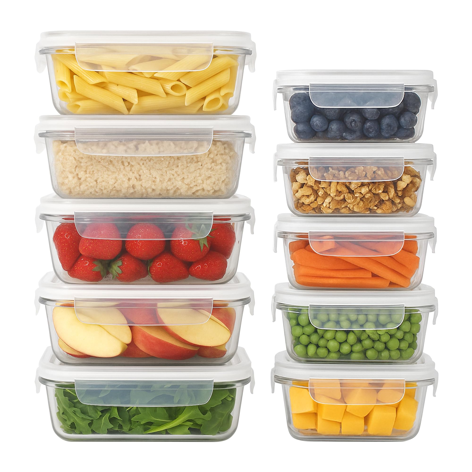 Rinkit Meal Prep Glass Containers with Airtight Lids - 10 Pack - 2 Sizes (1040ml | 370ml) Sold By Rinkit @ Amazon Haul With Discount