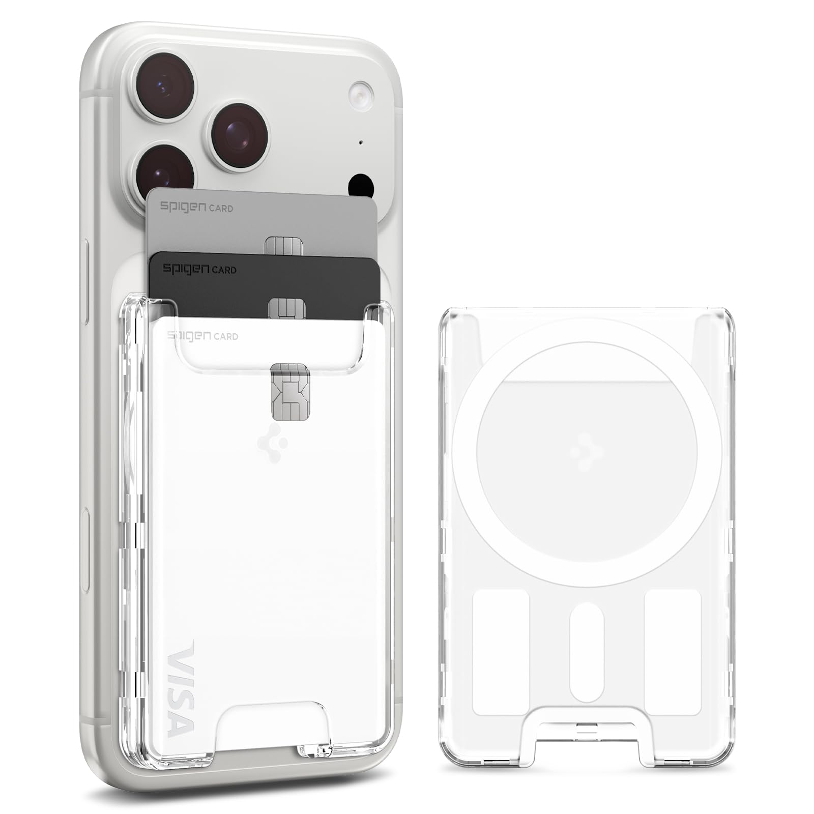 Spigen Ultra Hybrid MagFit MagSafe Wallet Card Holder, Crystal Clear, Slim Design, Easy Card Access - Sold by Spigen EU / FBA