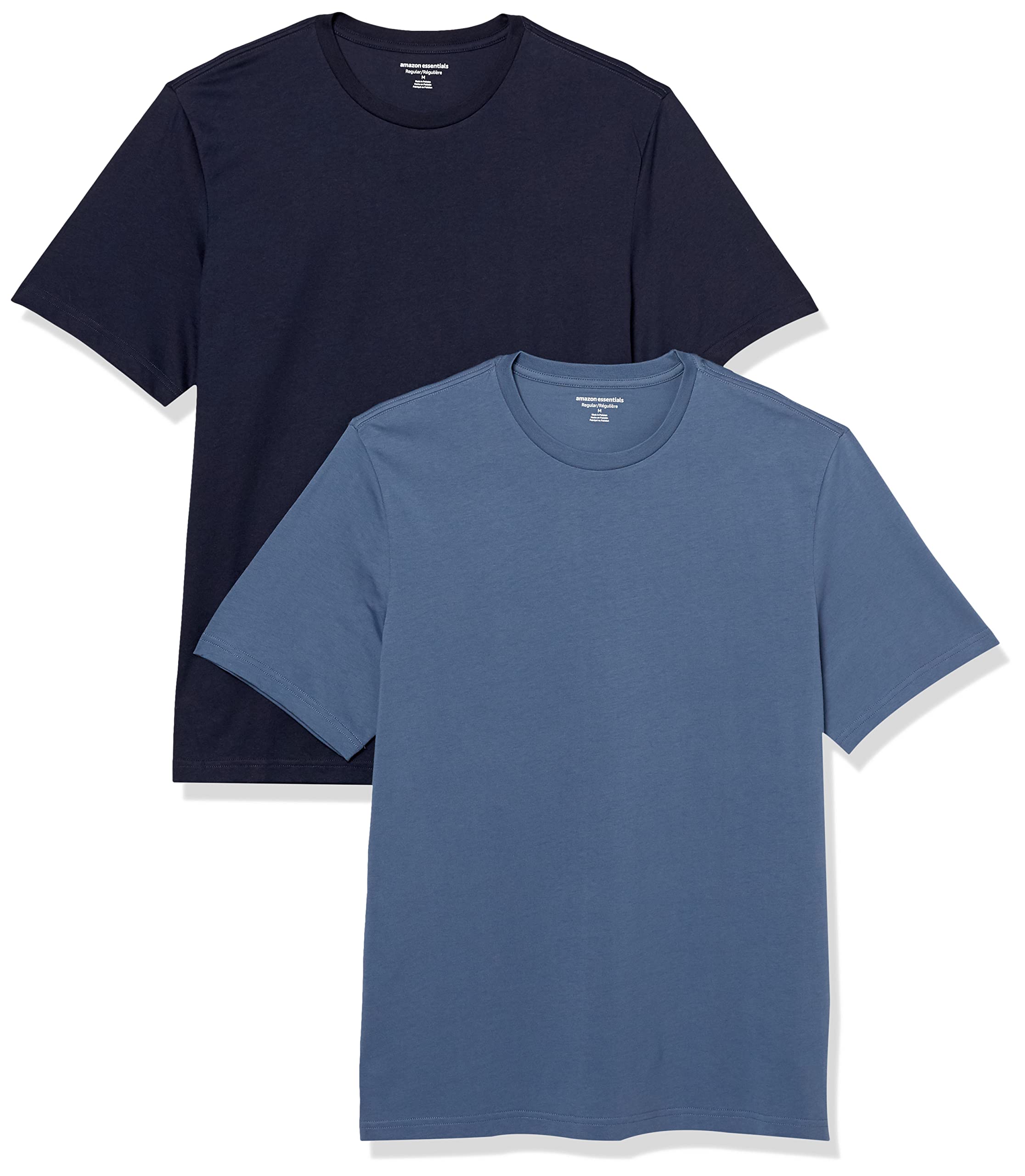 Amazon Essentials Men's Cotton Regular-Fit T-Shirt - Pack of 2 Blue/Navy Size XS