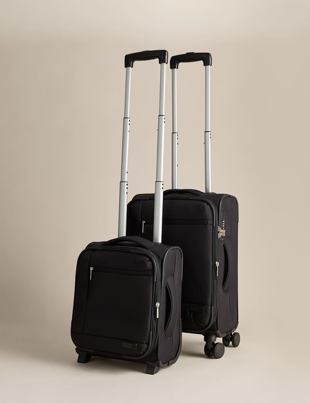 M&S Set of 2 Seville 4 Wheel Soft Suitcases - Black - Free C&C