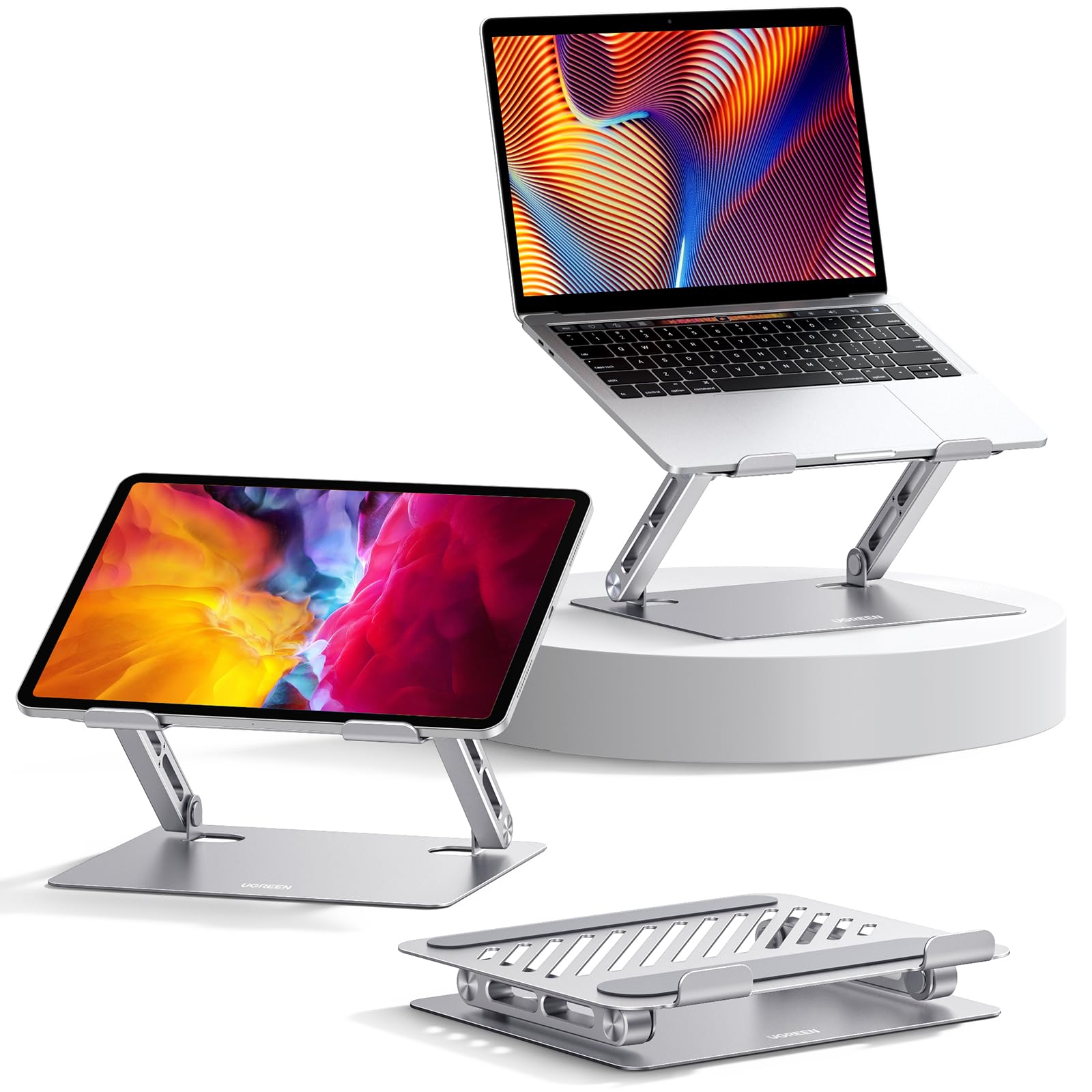 UGREEN Laptop Stand & Aluminum Adjustable Laptop Riser with Heat-Vent ( Foldable / MacBook / Surface Laptop ) w/voucher@UGREEN/FBA